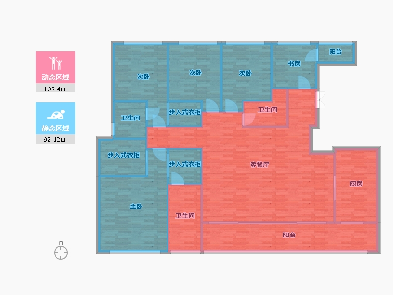 重庆-重庆市-香港置地壹号半岛32,33,26,27套内183m²-180.97-户型库-动静分区