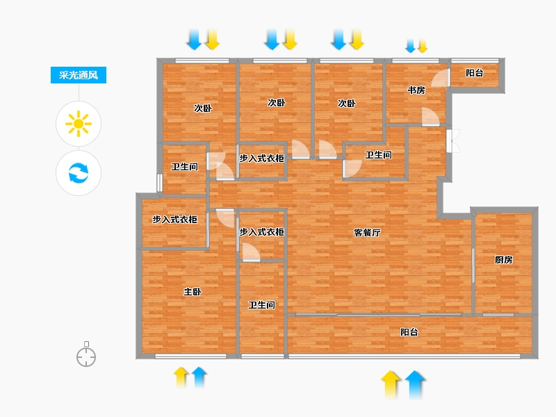 重庆-重庆市-香港置地壹号半岛32,33,26,27套内183m²-180.97-户型库-采光通风