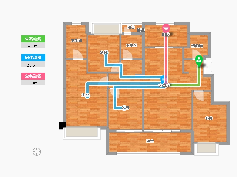 重庆-重庆市-万科星光森林套内112m²-106.42-户型库-动静线