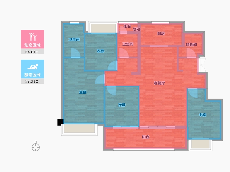 重庆-重庆市-万科星光森林套内112m²-106.42-户型库-动静分区