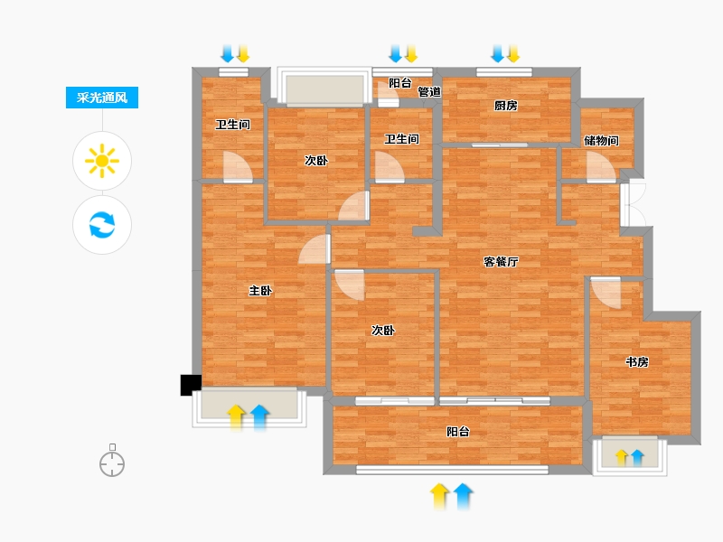 重庆-重庆市-万科星光森林套内112m²-106.42-户型库-采光通风