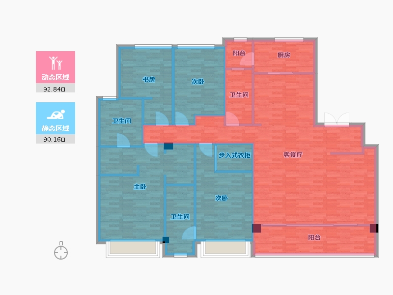 重庆-重庆市-荣安柳岸潮鸣4号楼套内174m²-168.61-户型库-动静分区