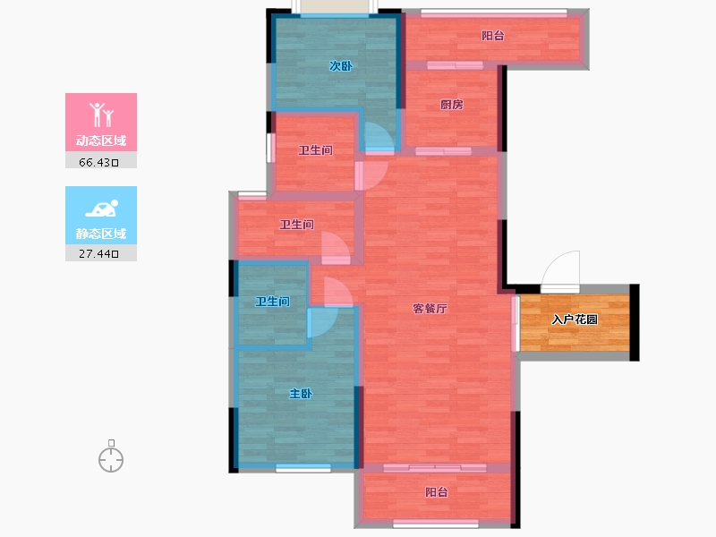 云南省-昆明市-富春山水居-87.99-户型库-动静分区