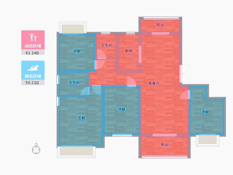 重庆-重庆市-龙湖春江天镜套内115m2-102.66-户型库-动静分区