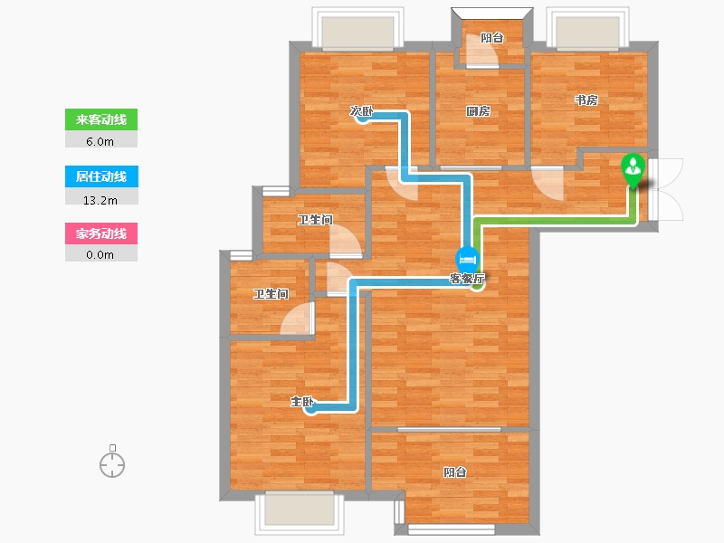 重庆-重庆市-璟樾云山洋房26号楼建面99.77m2套内83m2-81.17-户型库-动静线