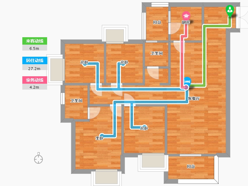 重庆-重庆市-联发龙洲湾1号小高层1号楼套内0m2-74.00-户型库-动静线