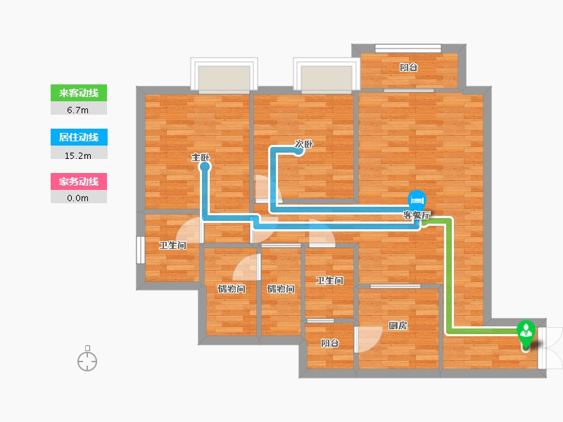 重庆-重庆市-丽都锦城19号楼套内79m2-75.46-户型库-动静线