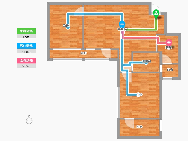 重庆-重庆市-领地观云府2号楼,6号楼套内81m2-81.00-户型库-动静线