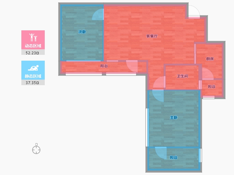 重庆-重庆市-领地观云府2号楼,6号楼套内81m2-81.00-户型库-动静分区