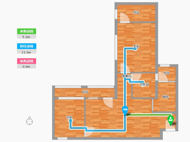 重庆-重庆市-领地观云府2号楼,6号楼套内85m2-85.01-户型库-动静线