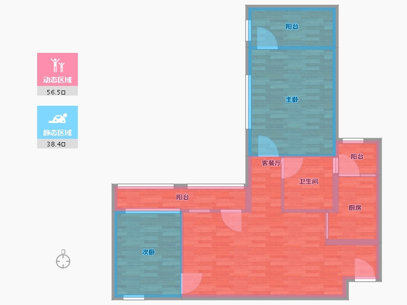 重庆-重庆市-领地观云府2号楼,6号楼套内85m2-85.01-户型库-动静分区