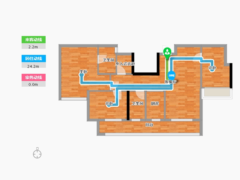 重庆-重庆市-领地观云府2号楼,6号楼套内86m2-86.00-户型库-动静线