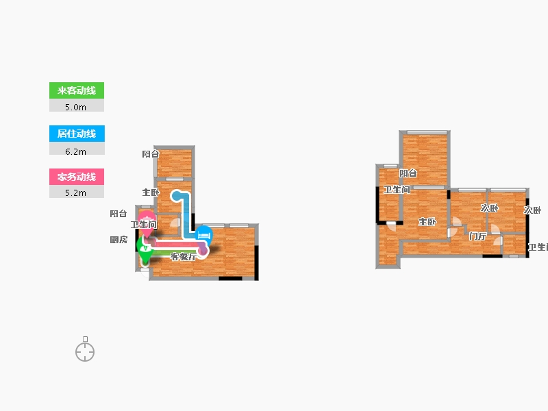 重庆-重庆市-领地观云府2号楼,6号楼套内114m2-113.99-户型库-动静线