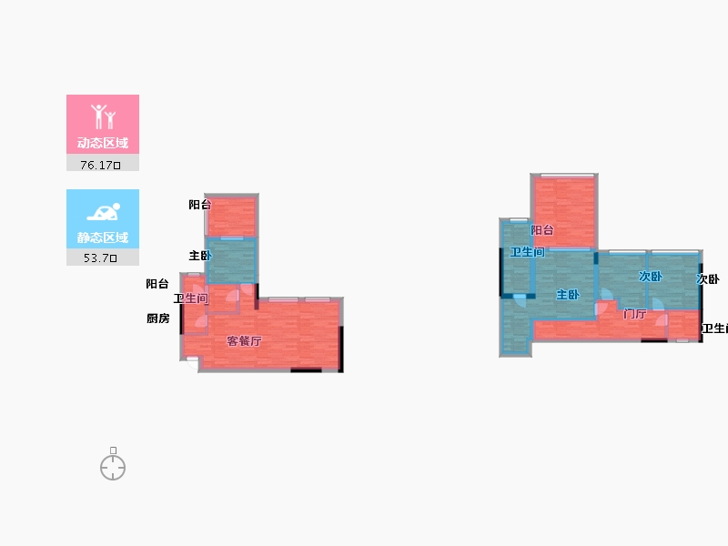 重庆-重庆市-领地观云府2号楼,6号楼套内114m2-113.99-户型库-动静分区