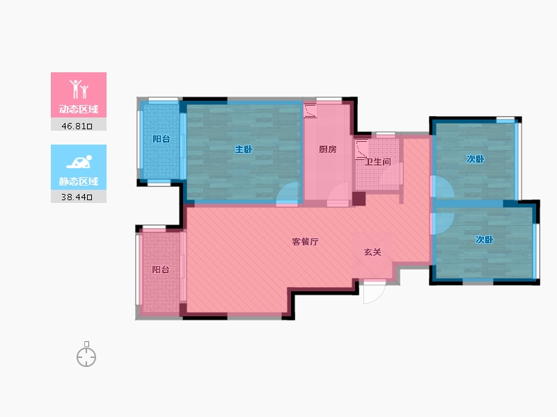 安徽省-合肥市-新城桃李郡-73.95-户型库-动静分区