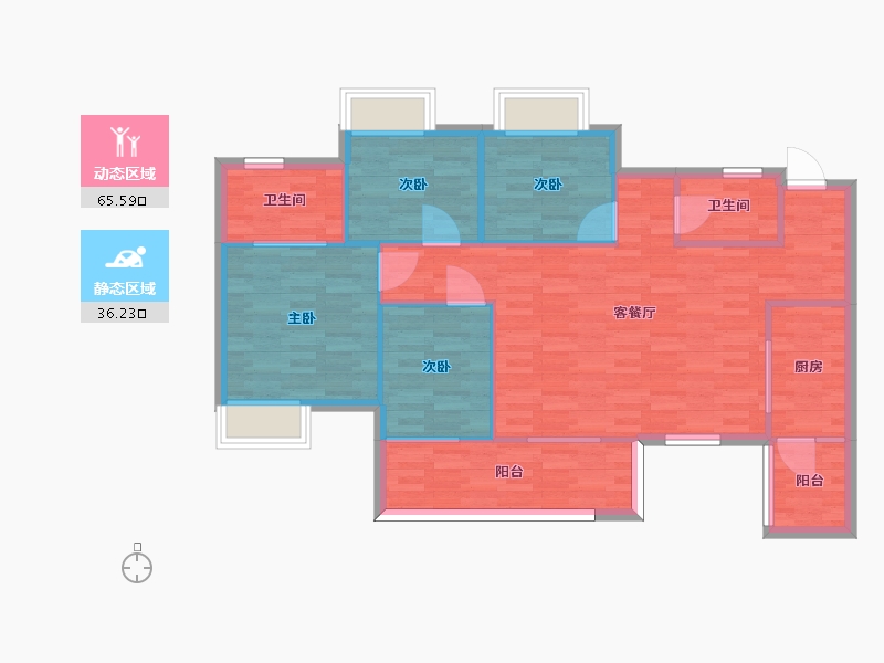 重庆-重庆市-华远海蓝城高层23号楼,2期高层19号楼,高层20号楼,高层21号楼,高层22号-92.00-户型库-动静分区