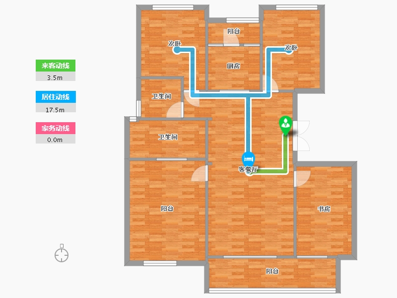 重庆-重庆市-华远海蓝城1期洋房2号楼,1期洋房8号楼,洋房3号楼,洋房5号楼,洋房9号楼套内-116.94-户型库-动静线