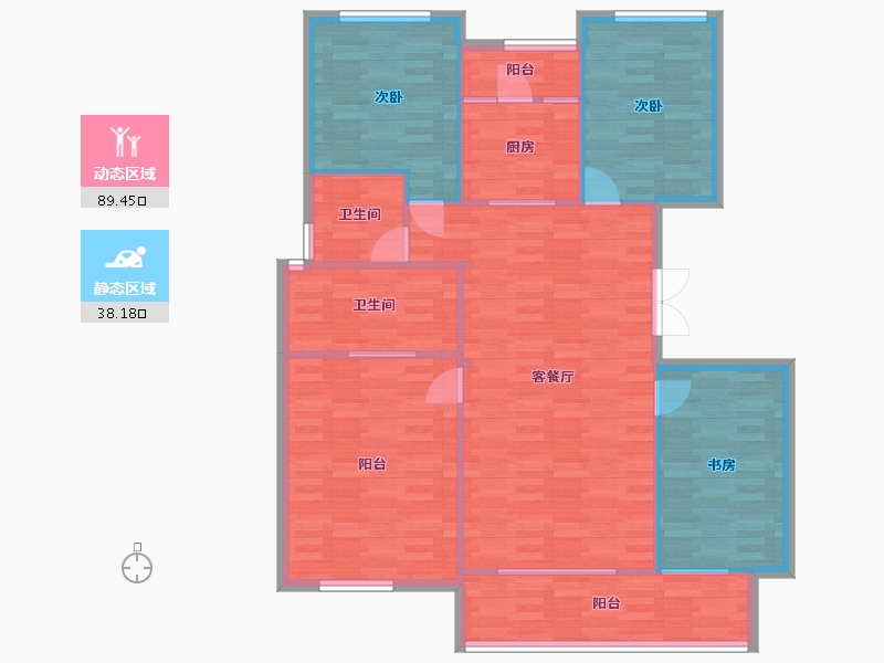 重庆-重庆市-华远海蓝城1期洋房2号楼,1期洋房8号楼,洋房3号楼,洋房5号楼,洋房9号楼套内-116.94-户型库-动静分区