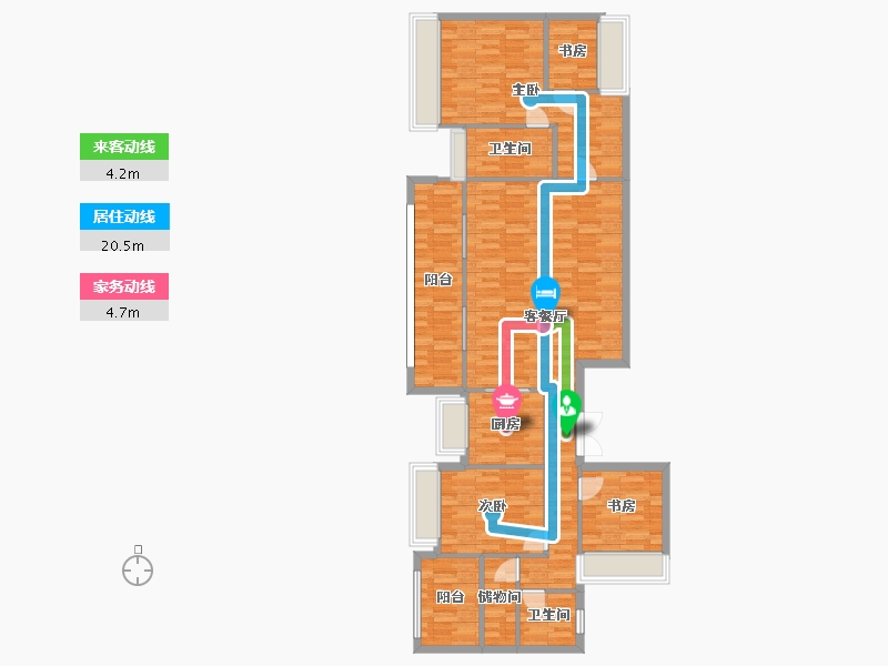 重庆-重庆市-华远海蓝城1期洋房8号楼套内127m2-119.96-户型库-动静线