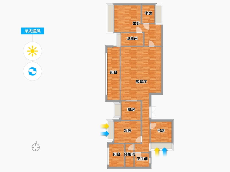 重庆-重庆市-华远海蓝城1期洋房8号楼套内127m2-119.96-户型库-采光通风