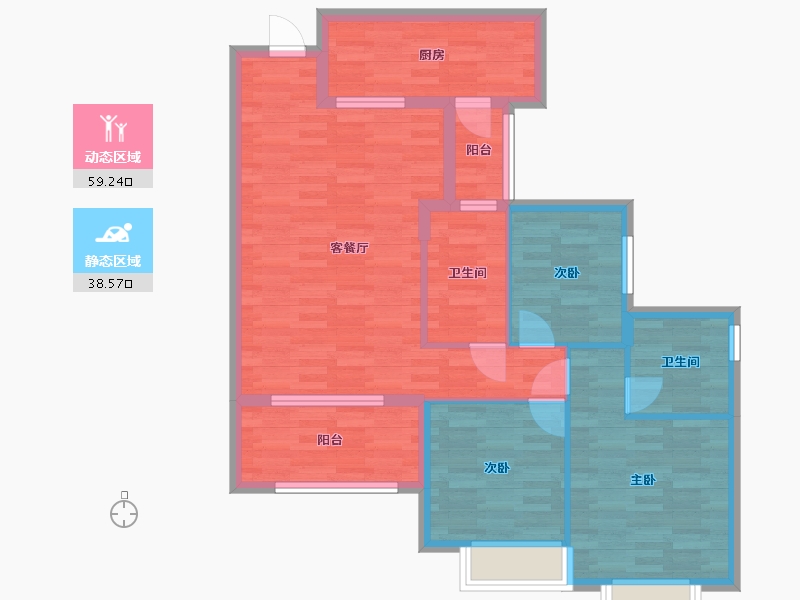 重庆-重庆市-恒大新城高层10号楼,高层9号楼套内0m2-86.75-户型库-动静分区