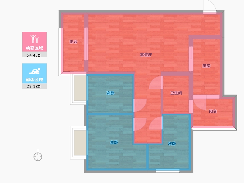 重庆-重庆市-恒大新城7号房高层8号楼套内0m2-70.67-户型库-动静分区