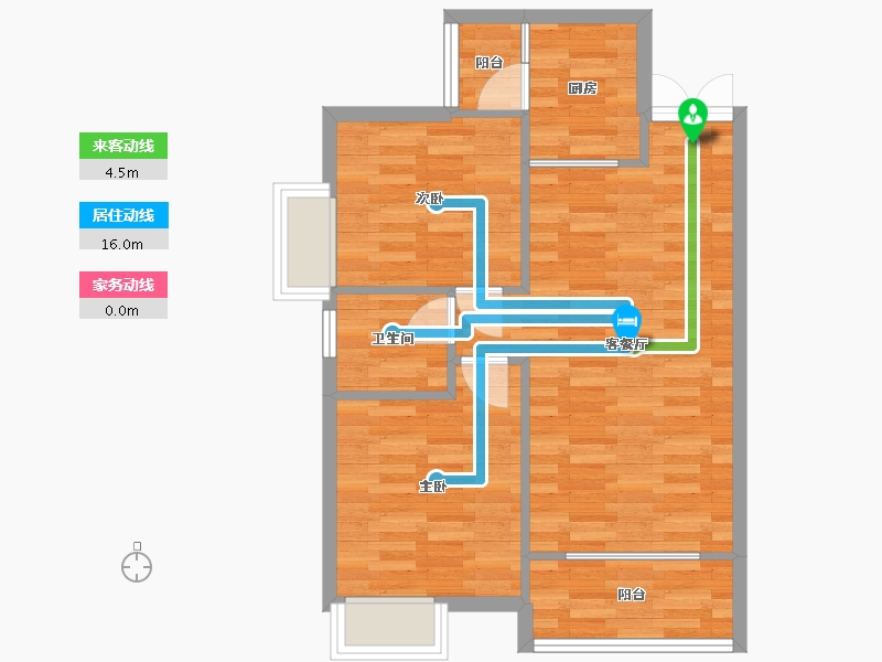 重庆-重庆市-花溪御府11号楼套内61m2-60.99-户型库-动静线