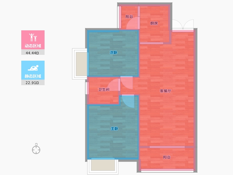 重庆-重庆市-花溪御府11号楼套内61m2-60.99-户型库-动静分区