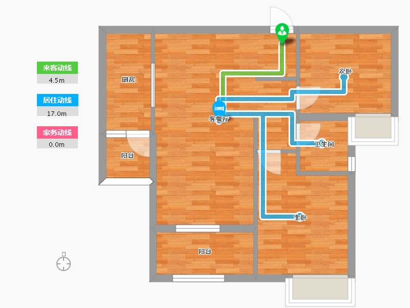 重庆-重庆市-华润澜山望3期高层13号楼,3期高层14号楼,3期高层15号楼,3期高层16号楼套内-62.48-户型库-动静线