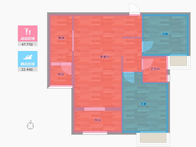 重庆-重庆市-华润澜山望3期高层13号楼,3期高层14号楼,3期高层15号楼,3期高层16号楼套内-62.48-户型库-动静分区