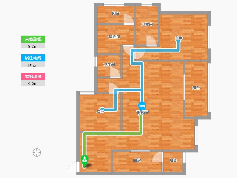 重庆-重庆市-华润澜山望3期高层14号楼,3期高层16号楼套内97m2-99.77-户型库-动静线