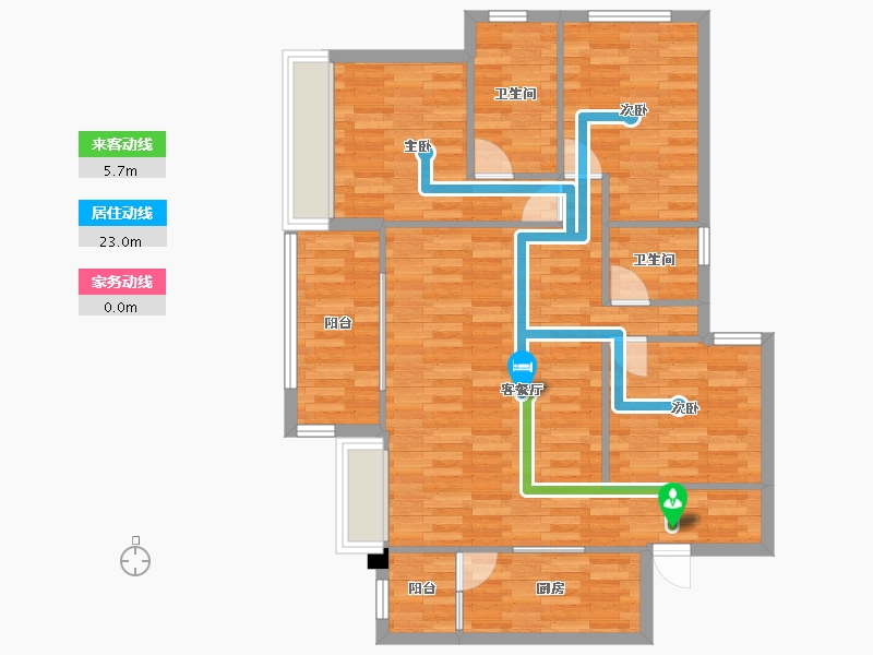 重庆-重庆市-华润澜山望1期洋房6号楼套内95m2-90.50-户型库-动静线