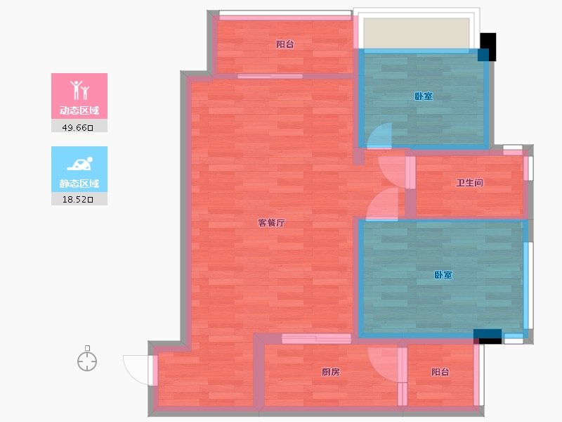 重庆-重庆市-奥贝学府一号E栋（5号楼）75m²-60.12-户型库-动静分区