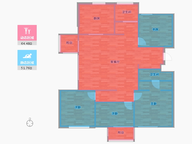 河南省-郑州市-绿城明月江南-106.71-户型库-动静分区