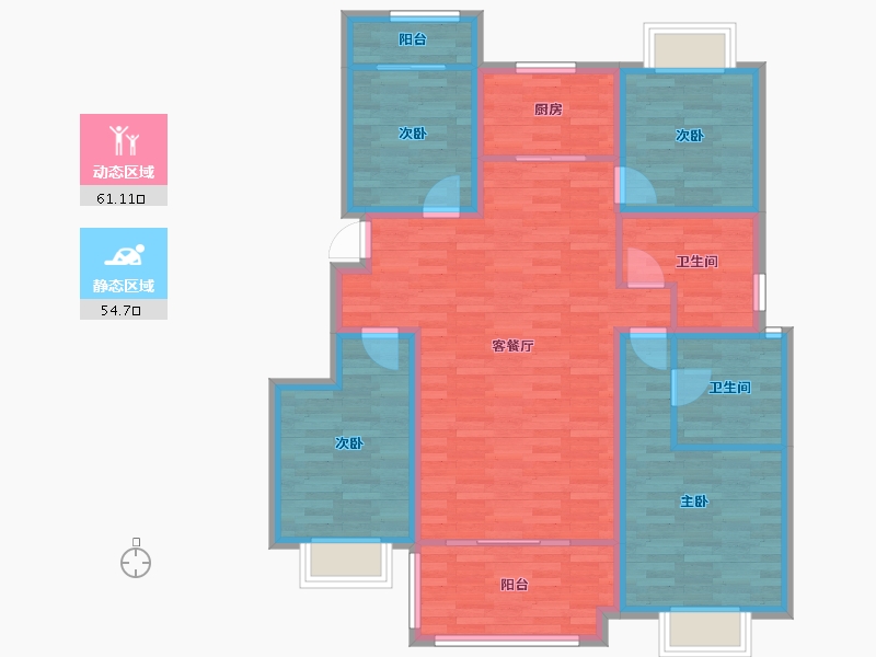 云南省-昆明市-长水航城春风里-103.45-户型库-动静分区