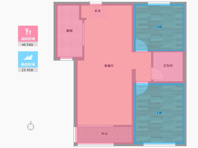 内蒙古自治区-呼和浩特市-俪城-61.65-户型库-动静分区