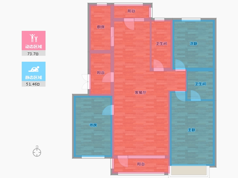 辽宁省-营口市-书香庭院-111.60-户型库-动静分区