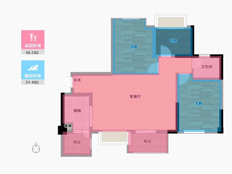 四川省-成都市-嘉通云玺-68.79-户型库-动静分区