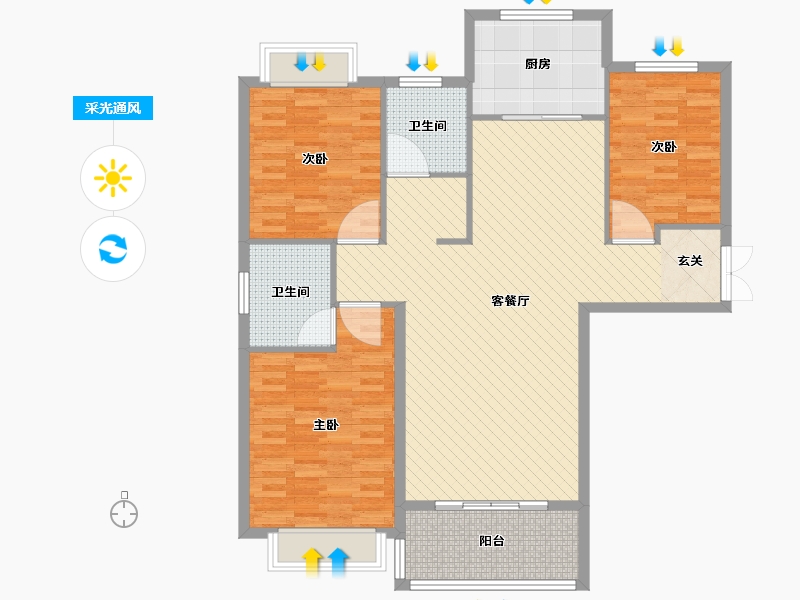 河南省-信阳市-息县幸福人家-115.00-户型库-采光通风