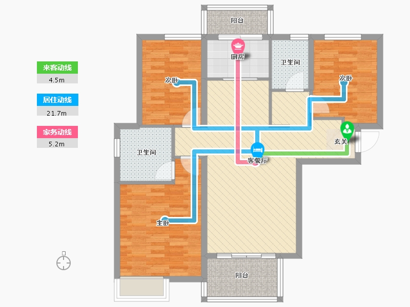 河南省-郑州市-华南城中园东户-90.00-户型库-动静线