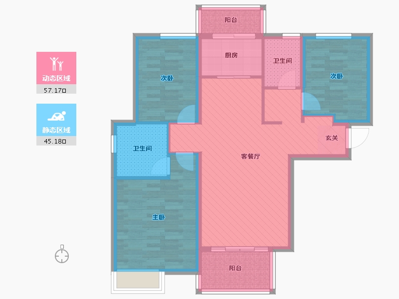 河南省-郑州市-华南城中园东户-90.00-户型库-动静分区