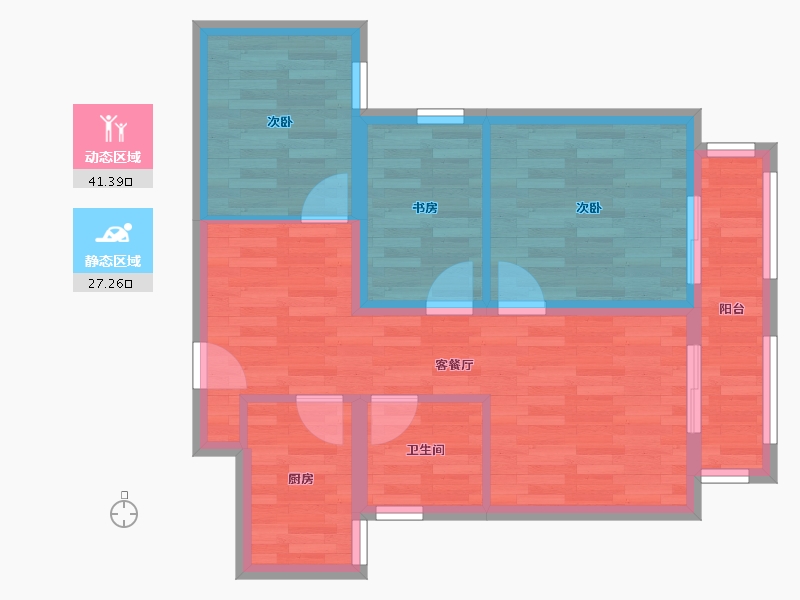 河南省-郑州市-鑫苑国际新城-60.53-户型库-动静分区