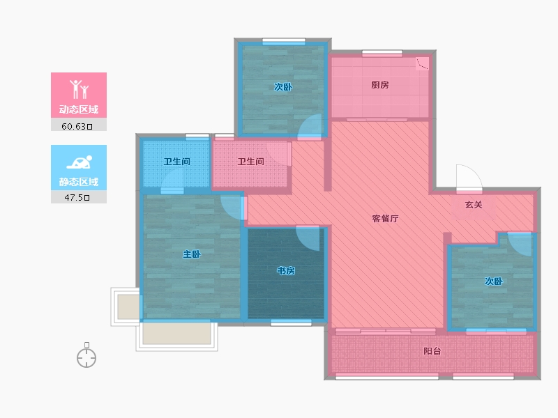 山东省-济南市-龙湖春江悦茗-93.81-户型库-动静分区