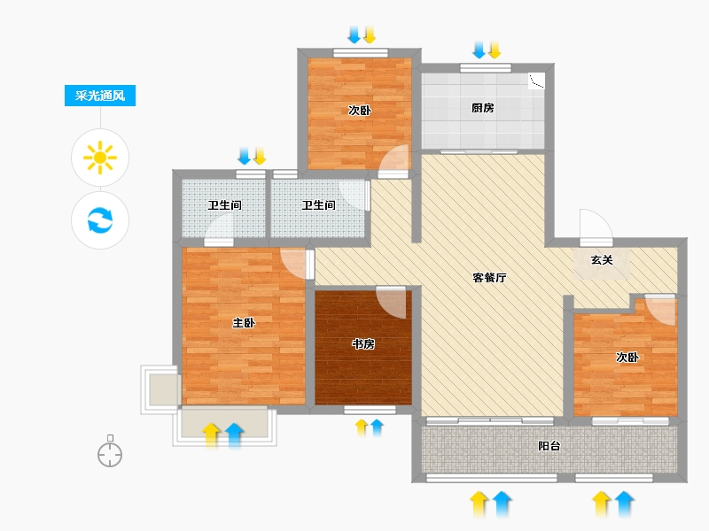 山东省-济南市-龙湖春江悦茗-93.81-户型库-采光通风