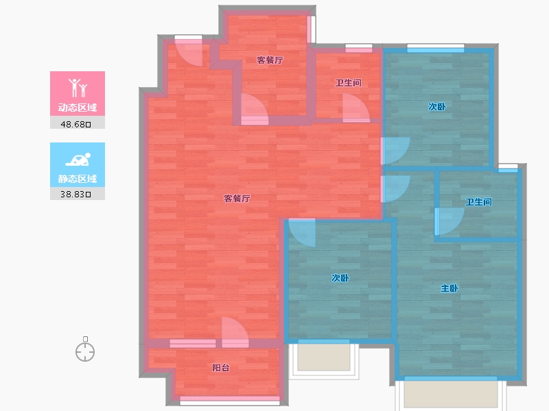 山东省-烟台市-万科城-78.00-户型库-动静分区