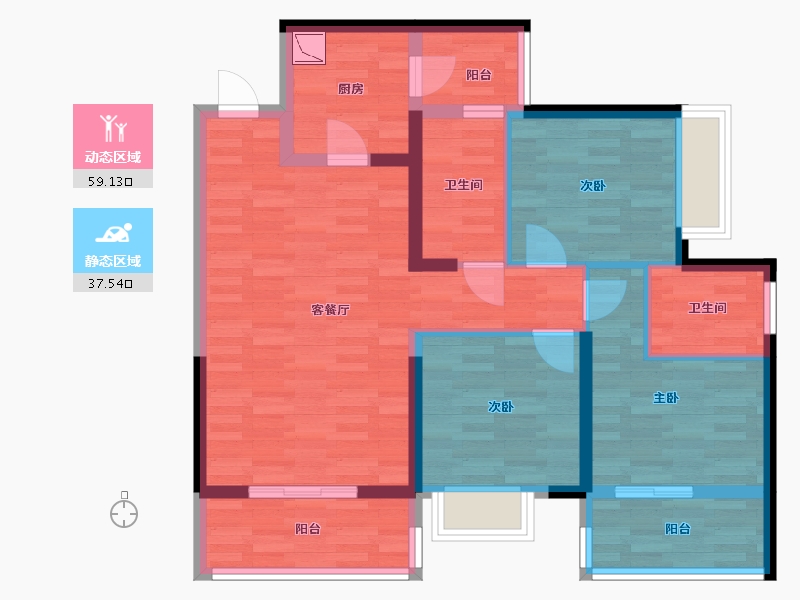 四川省-成都市-首钢蓉城里-85.02-户型库-动静分区