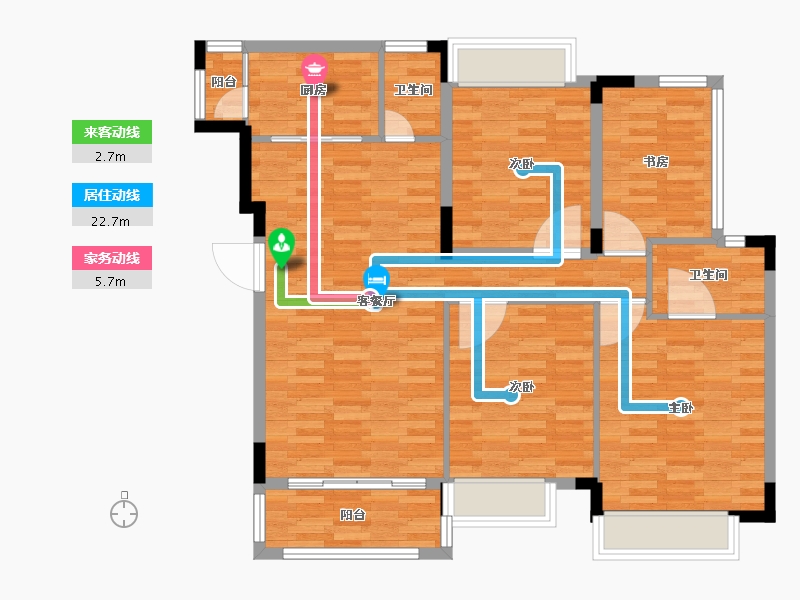 重庆-重庆市-长商悦湖荟52号楼,47号楼,41号楼,42号楼套内面积101m²-101.01-户型库-动静线