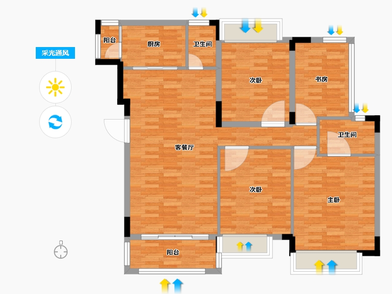 重庆-重庆市-长商悦湖荟52号楼,47号楼,41号楼,42号楼套内面积101m²-101.01-户型库-采光通风