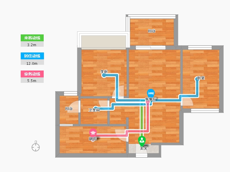 重庆-重庆市-融侨星域建面61㎡-50.52-户型库-动静线