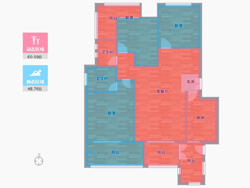 重庆-重庆市-君临南山崇德府建面112.35㎡-99.22-户型库-动静分区